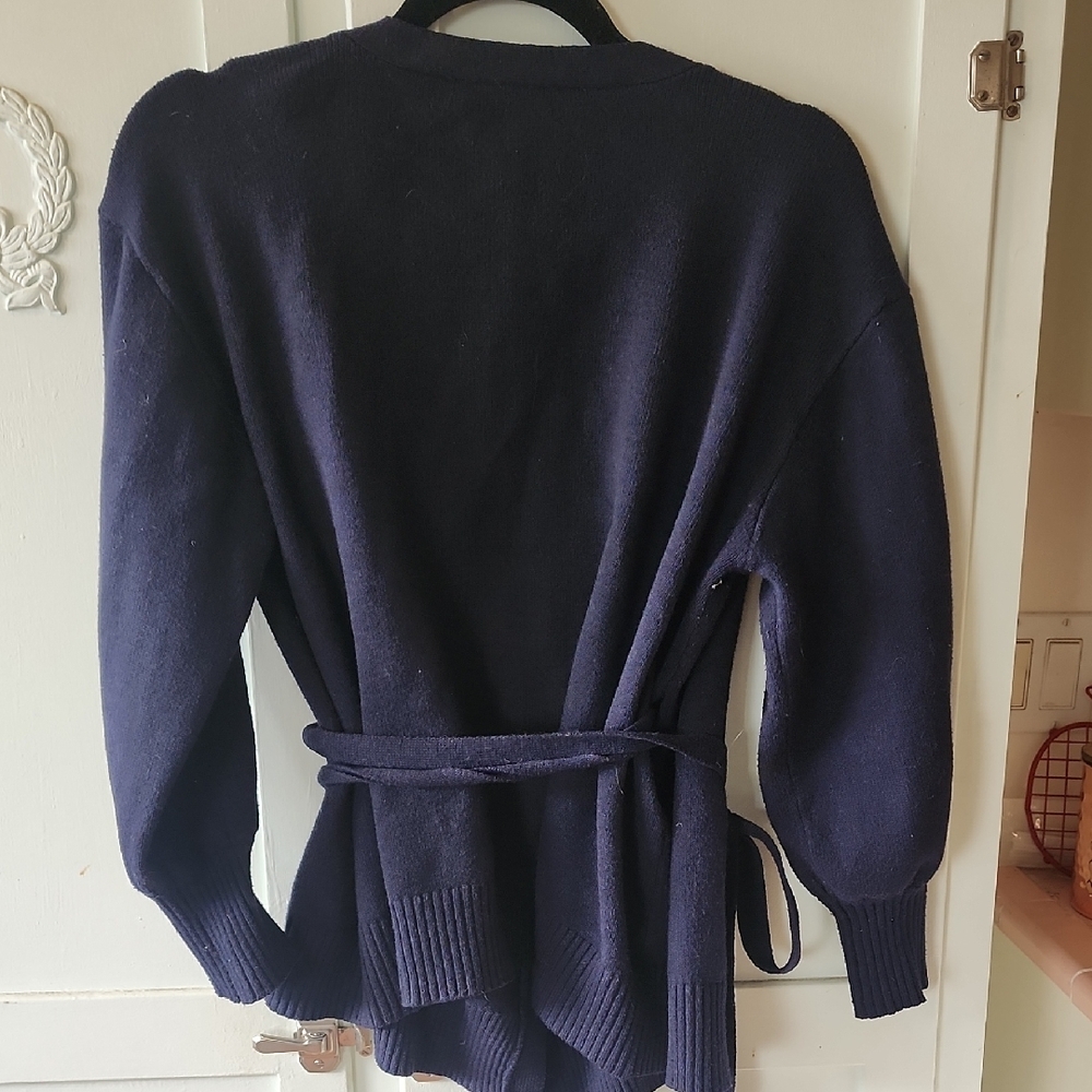 Eloquii Navy Wrap Tie Cardigan - Picture 3 of 3